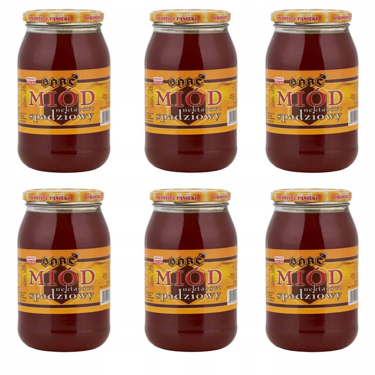 Nektarovo-spaďový med 1250 g sada 6 ks, sada přírodního polský medu