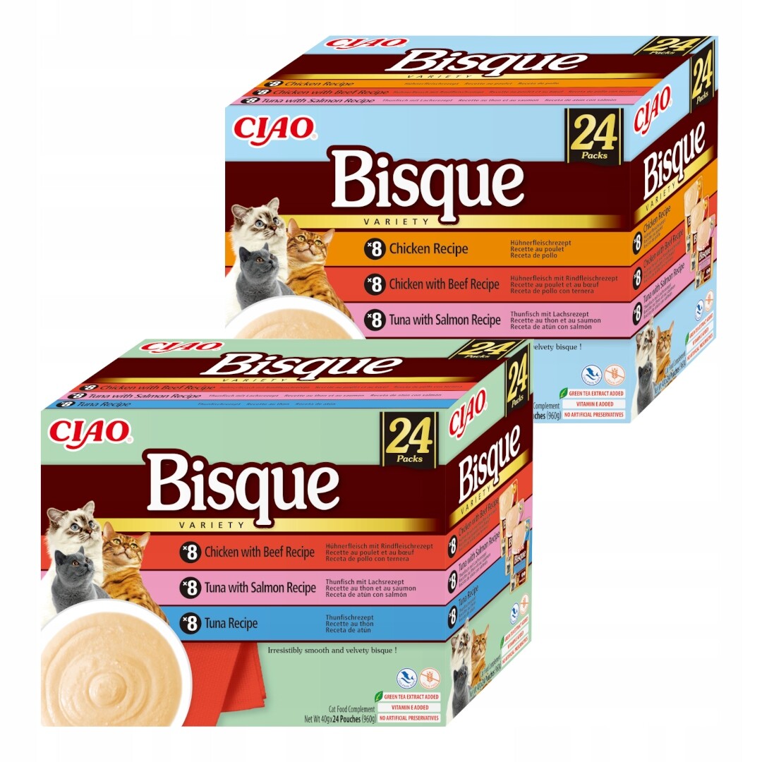 Inaba Ciao Bisque 48x40g Doplňkové Krmivo Pro Kočky Krémová polévka Mix Chutí