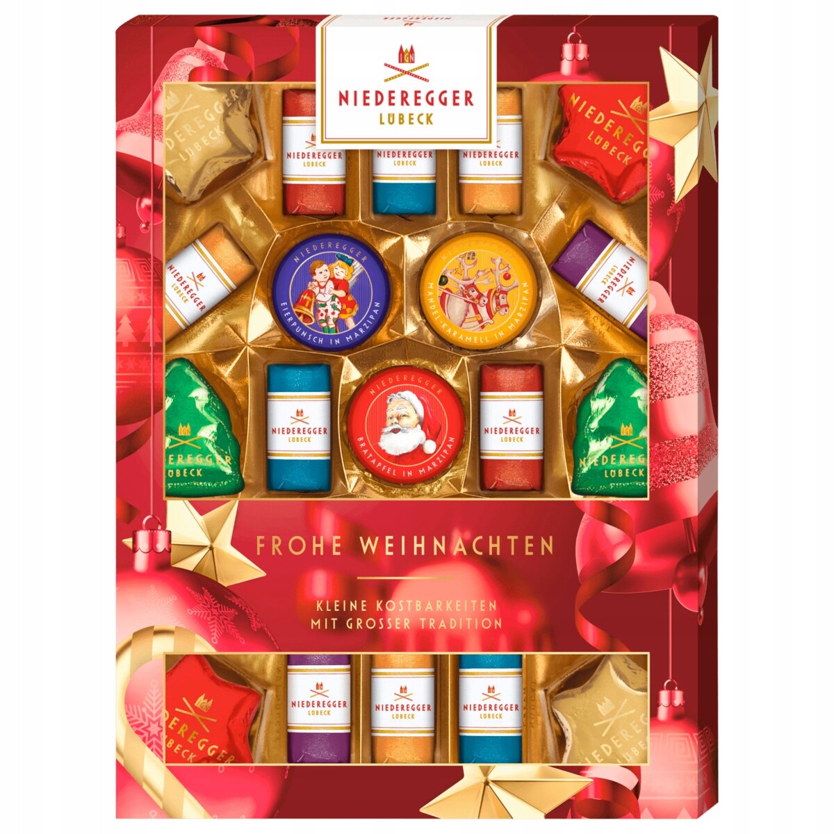 Niederegger Lübeck Frohe Weihnachten sada marcipánových pralinek 295 g