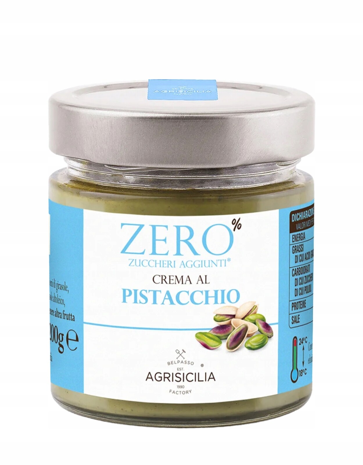 2x Pistáciový krém Crema Pistacchio Zero 200 g Agrisicilia