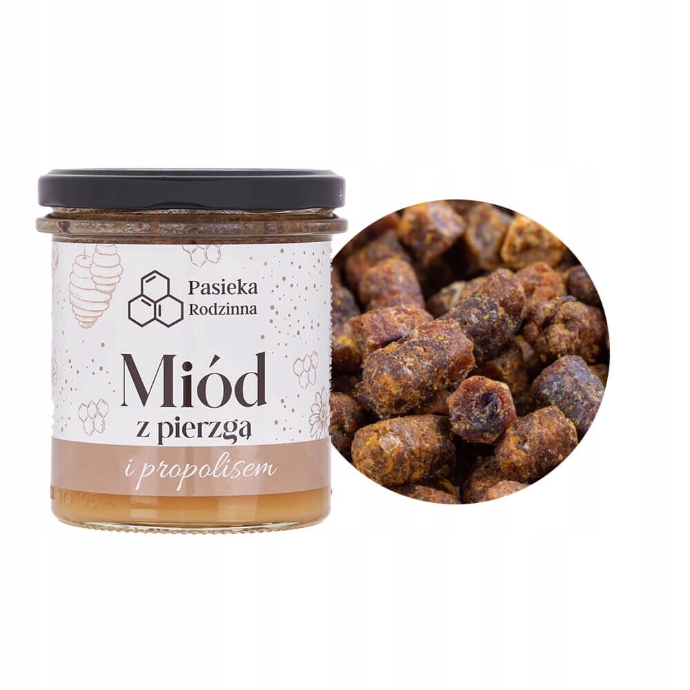 Pasieka Rodzinna Med s peřím a propolisem 410 g