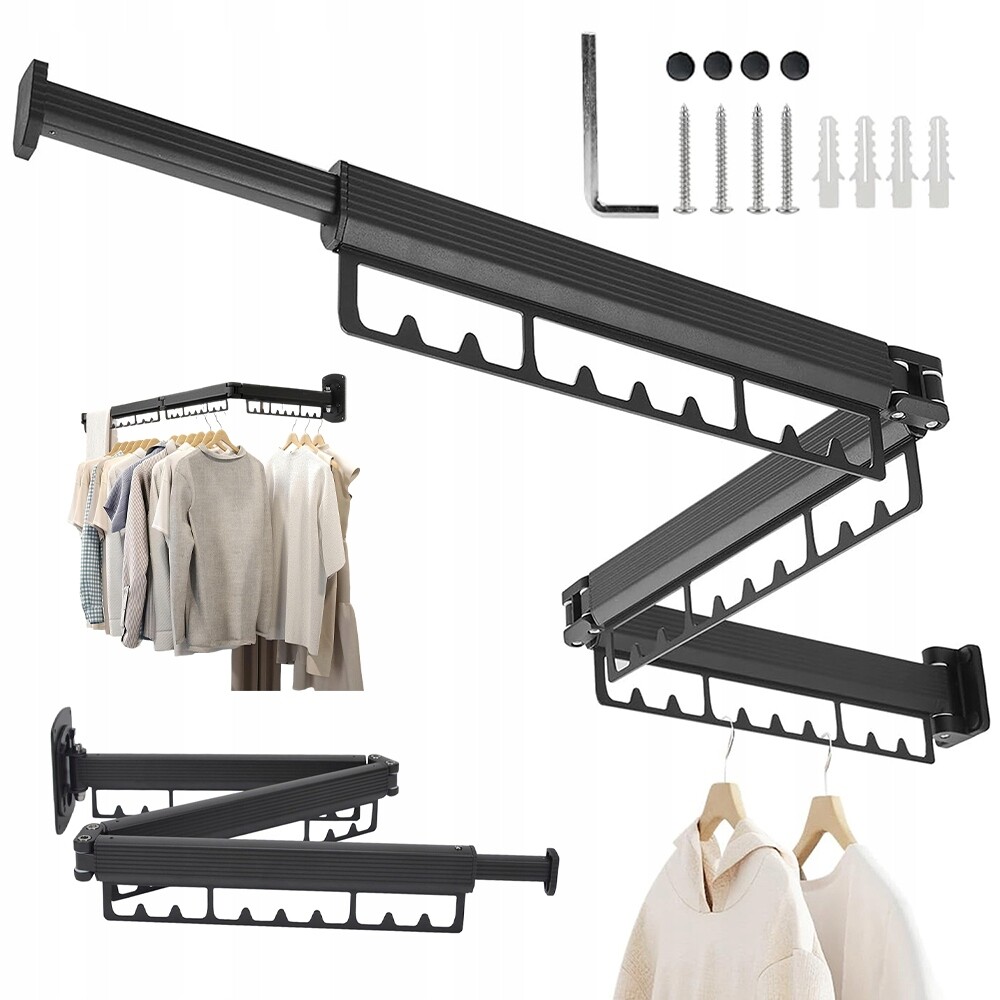 Věšák Na Oblečení Namontovaný Na Stěně, Výsuvný, Skládací Na Tři Části