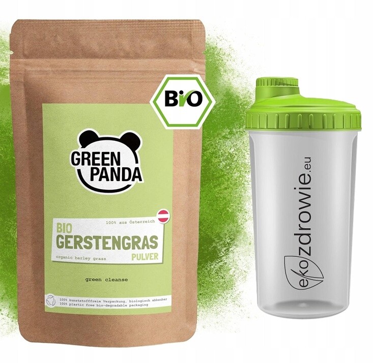 Bio Mladý zelený ječmen Geen Panda práškový ekologický +shaker 500 g