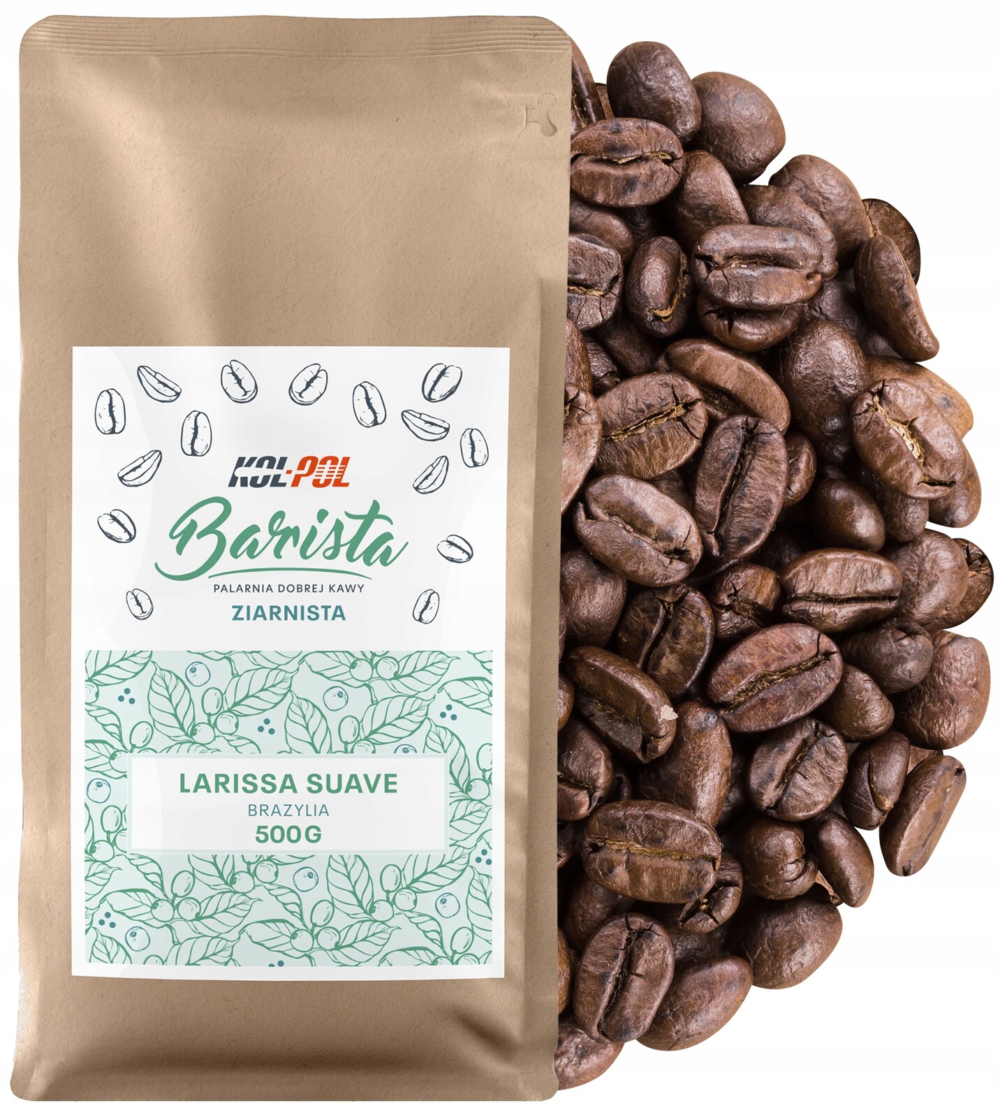 Káva Zrnková 500 g Káva Arabica Čerstvě pražená Larissa Suave x Kol-Pol