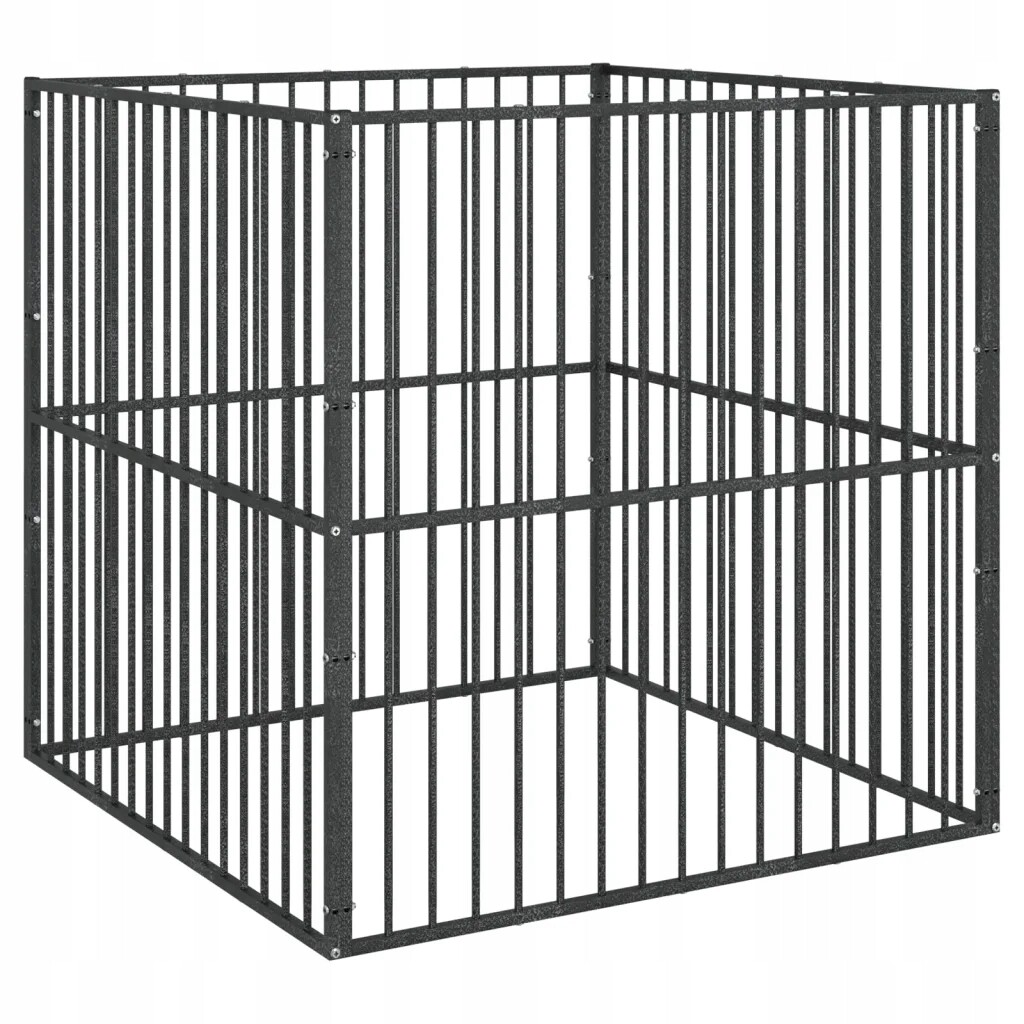 Ohrádka pro psy 4 panely černá pozinkovaná ocel