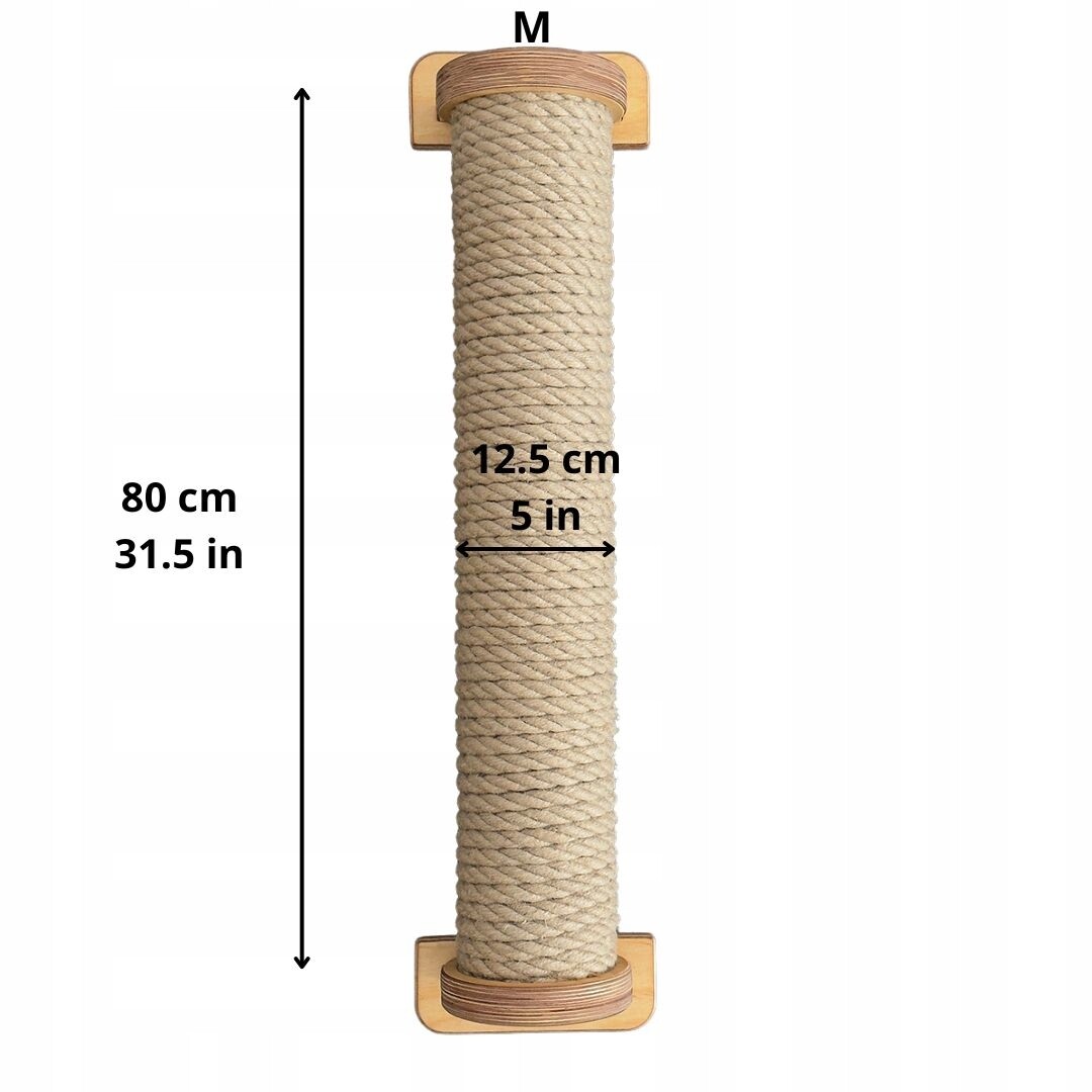 Nástěnný škrabák pro kočky s extra silným lanem M 80 cm velký sloupek šrouby