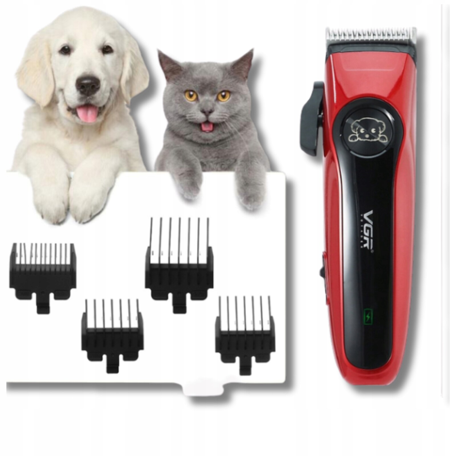 Usb stroj na stříhání zvířat 4 nástavce na tlapy a uši tělních chlupů