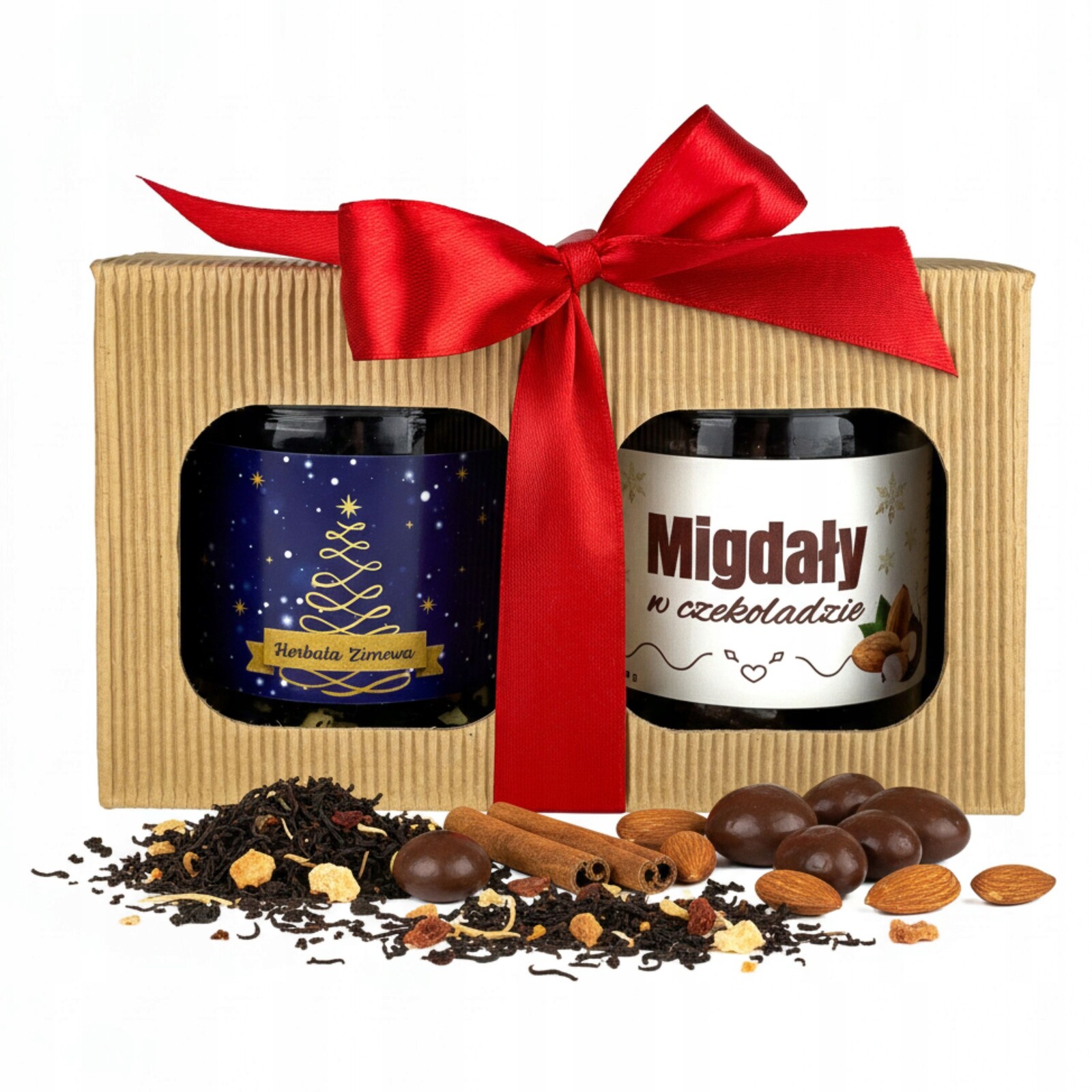 Dárková Sada Čaj Zimní 70 g a Mandle v čokoládě 200 g Vánoce