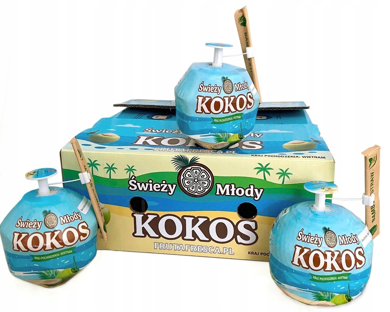 9X Mladý Kokos z Vietnamu Přírodní kokosová voda a Čerstvá dužina Set