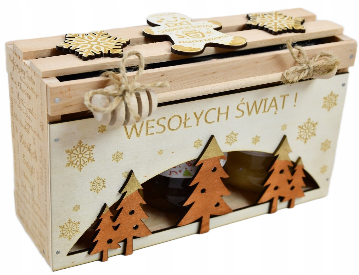 Dárková sada s medem 3×400 g v dřevěné krabičce na vánoční svátky