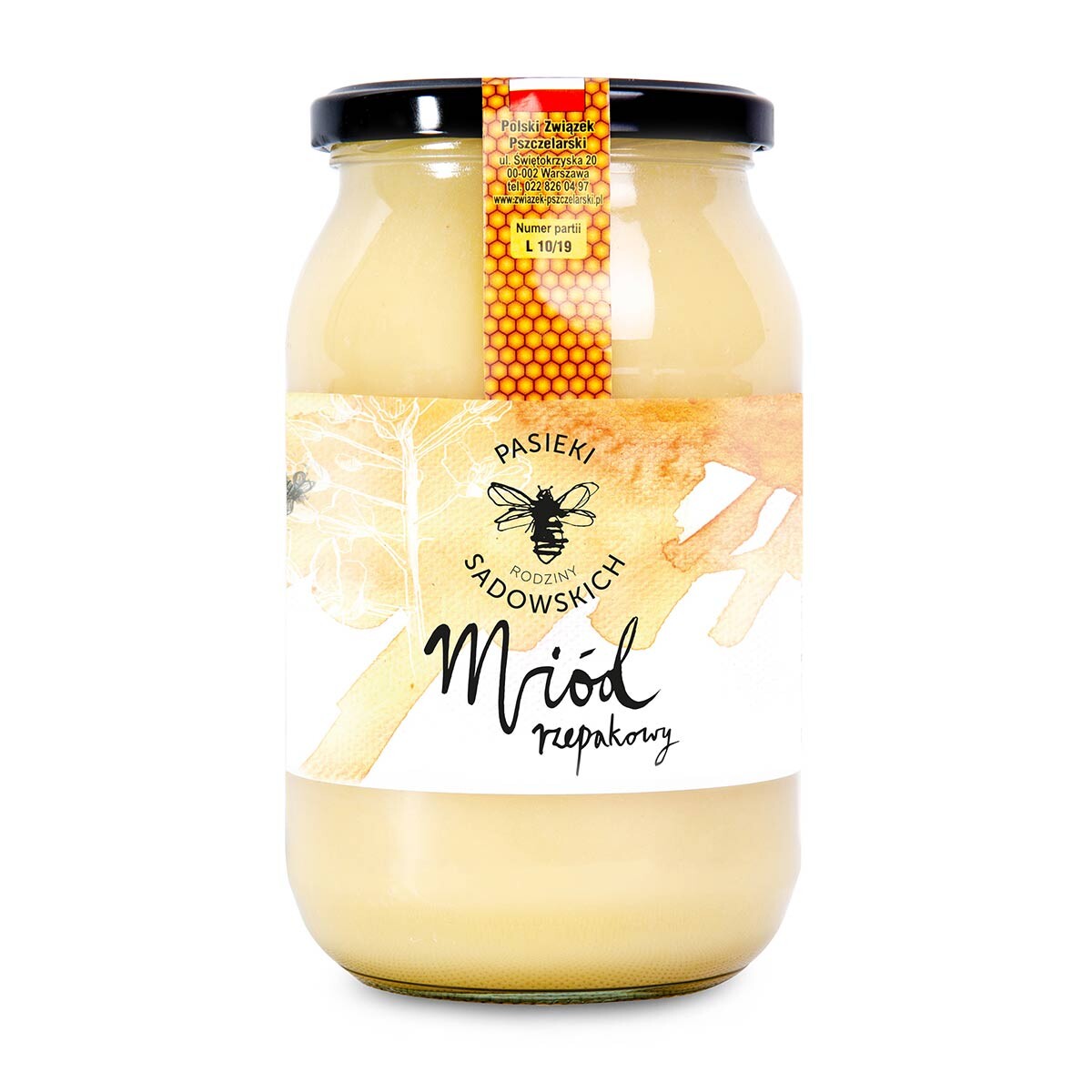 Řepkový med nektarový, přírodní, 1200 g Pasieki Rodziny Sadowskich