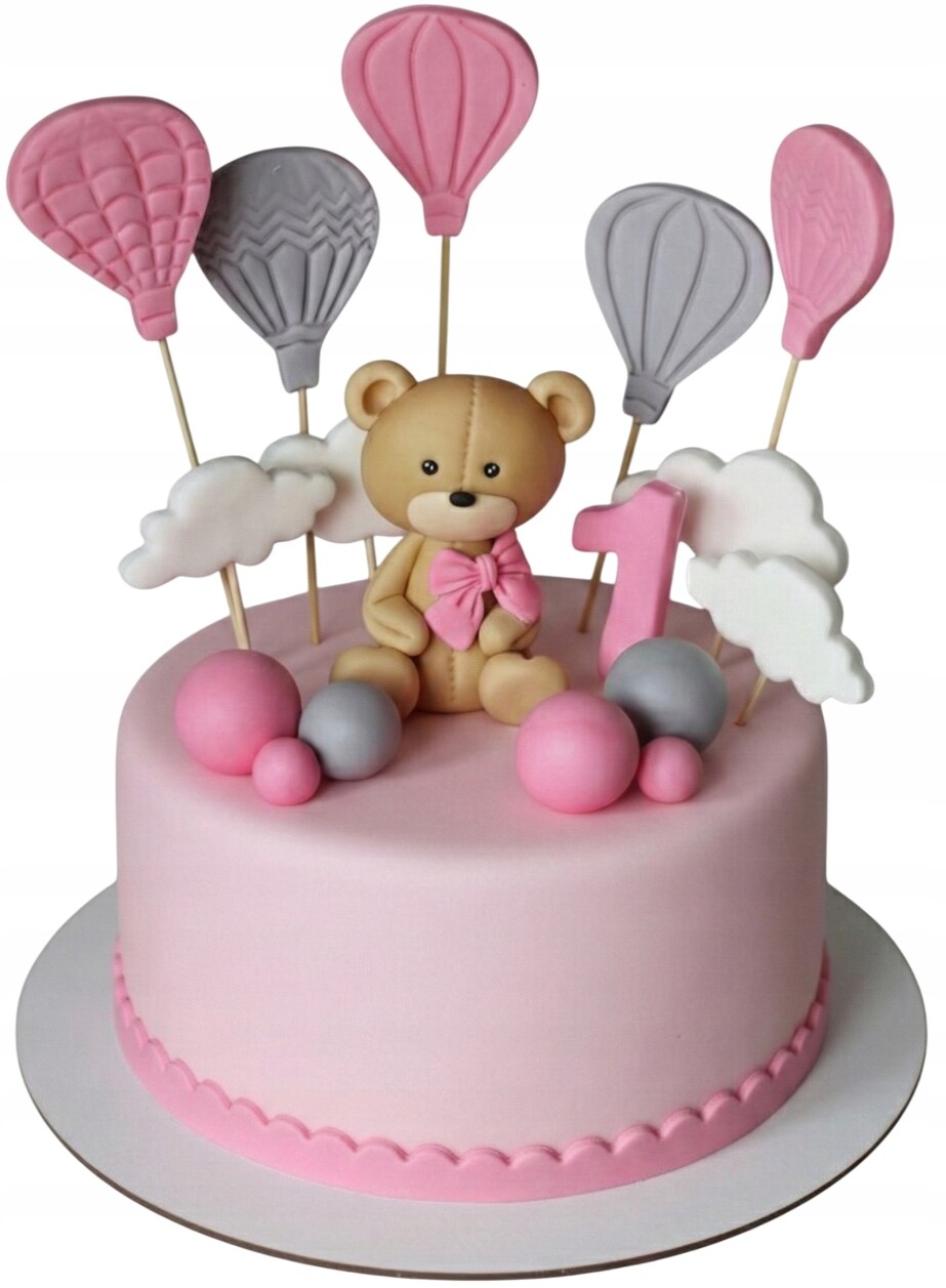 Figurky na dort Medvídek Balóny Cukrová sada Ráček Baby Shower Zápich