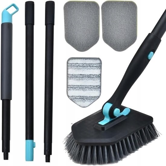 Kartáč na čištění koupelny s dlouhou rukojetí, 3 vyměnitelné hlavice