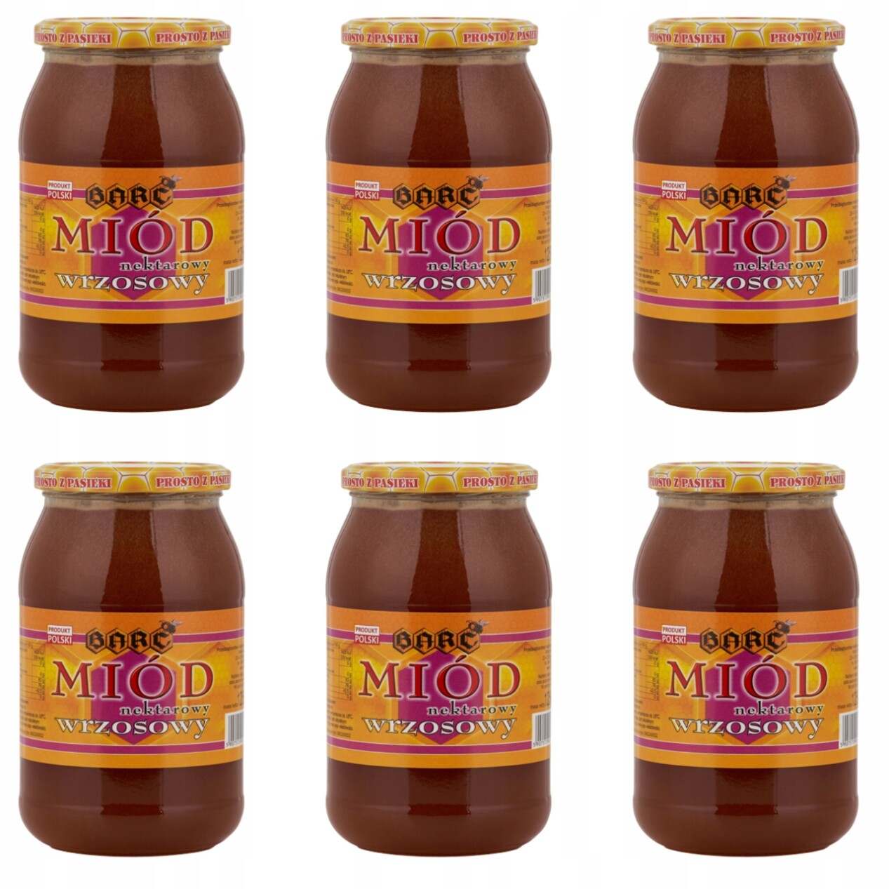 Vřesový med 1250 g sada sada 6 ks přírodního polský medu