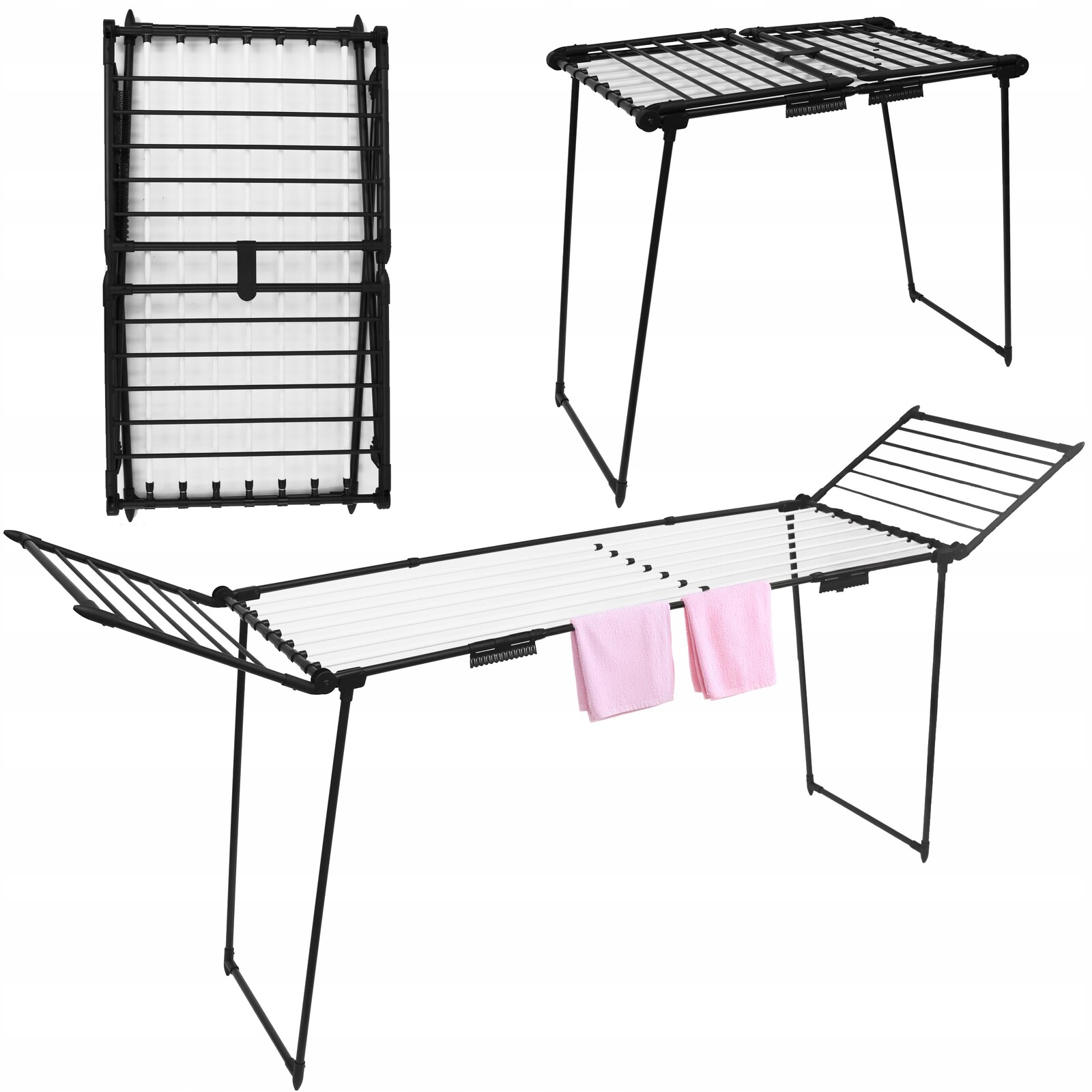 Stojící sušák na prádlo, skládací prádlo, balkonový, rozkládací, dvoudílný