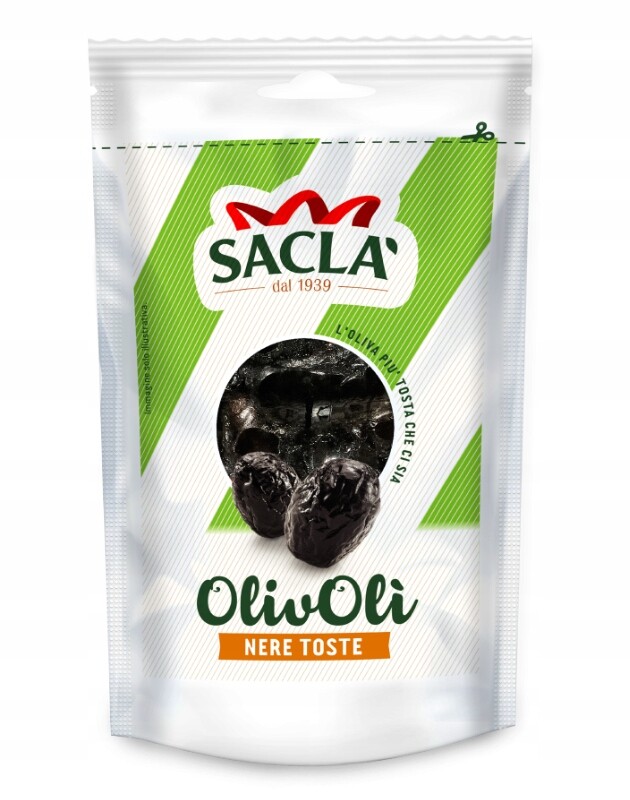 Černé olivy s částečně sušenými peckami 100 g Sacla