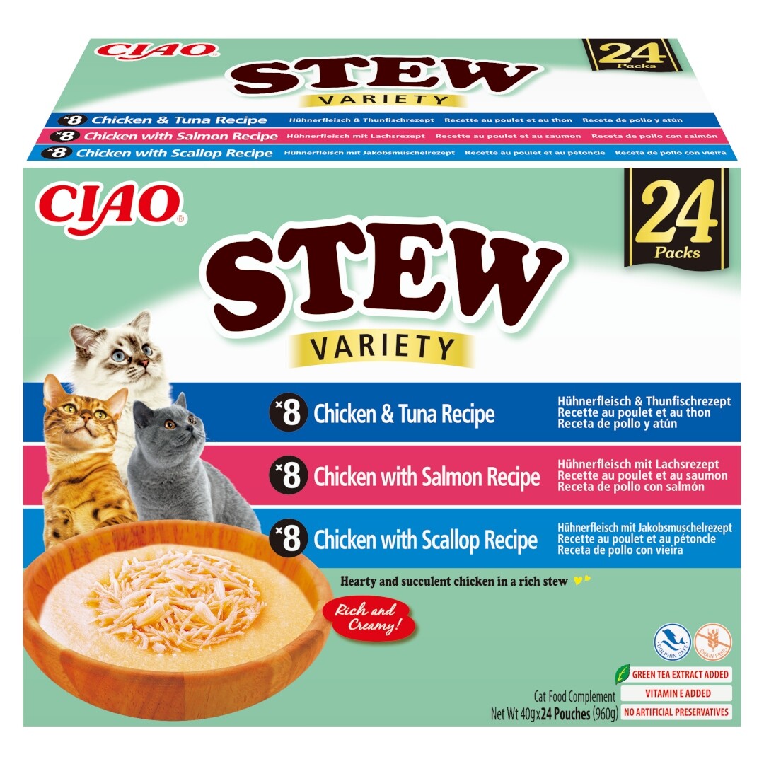 Inaba Cat Ciao Stew 24x40g Doplňkové Krmivo Pro Kočky Vývar Mix Chutí