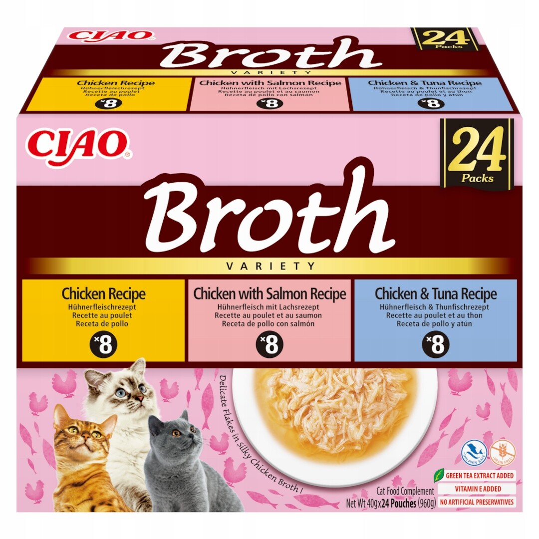 Inaba Cat Ciao Broth 24x40g Doplňkové Krmivo Pro Kočky Vývar Mix Chutí