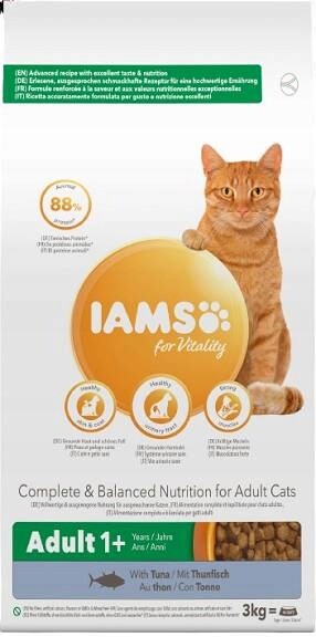 Iams Adult s tuňákem Suché Krmivo pro kočky 3kg