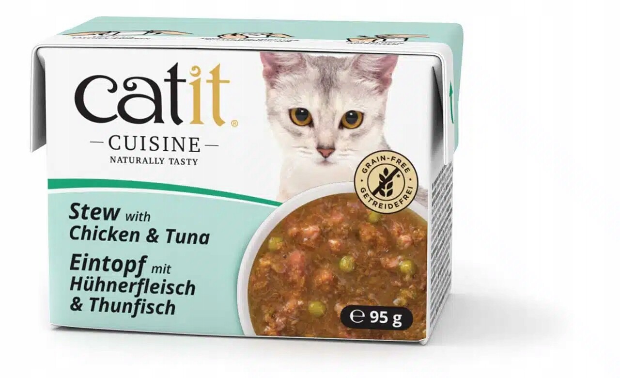 8x Catit Cuisine kuřecí a tuňákový guláš 95 g