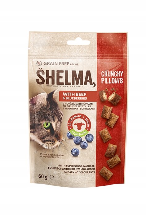 9X Shelma bezobilná pochoutka pamlsek pro kočky s a borůvkou 60 g