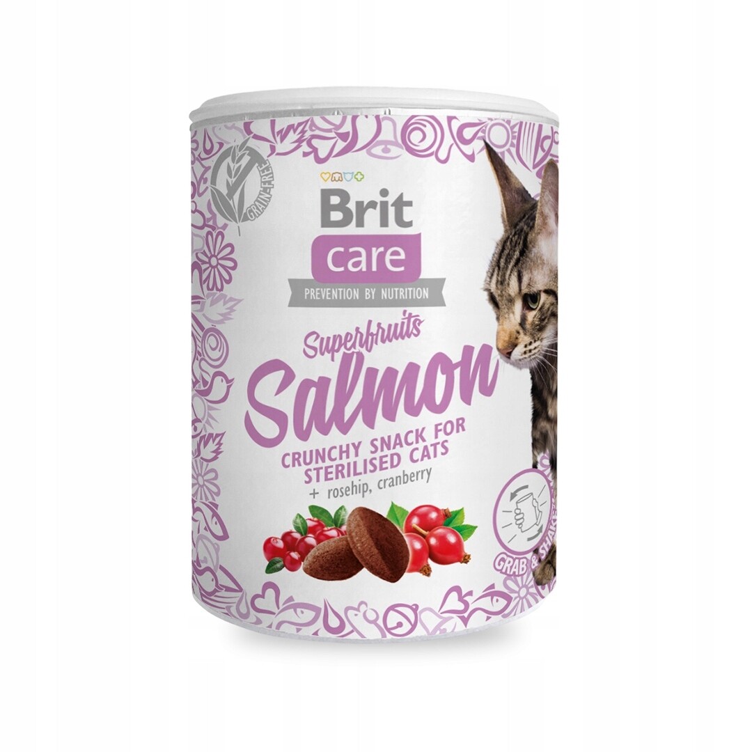 8x Brit Care Cat Snack Superfruits Losos 100g