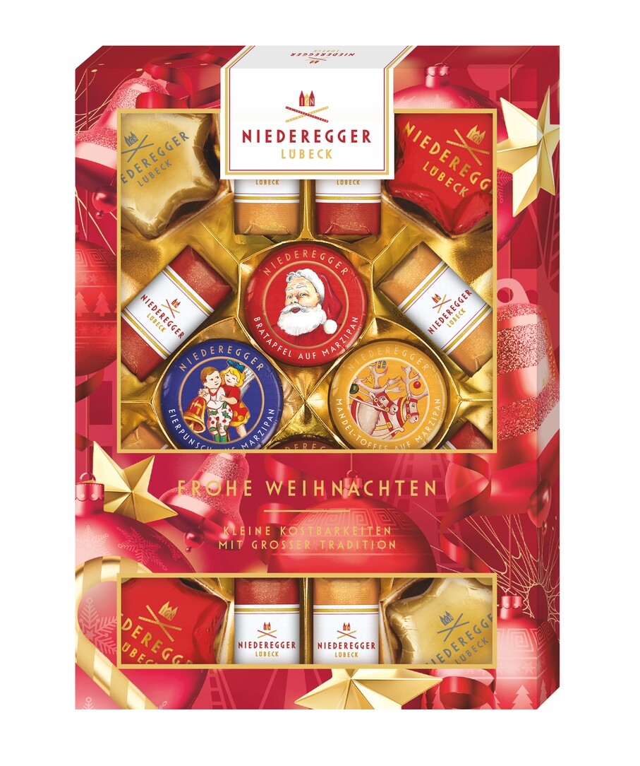 Niederegger Lübeck Frohe Weihnachten sada marcipánových pralinek 206 g