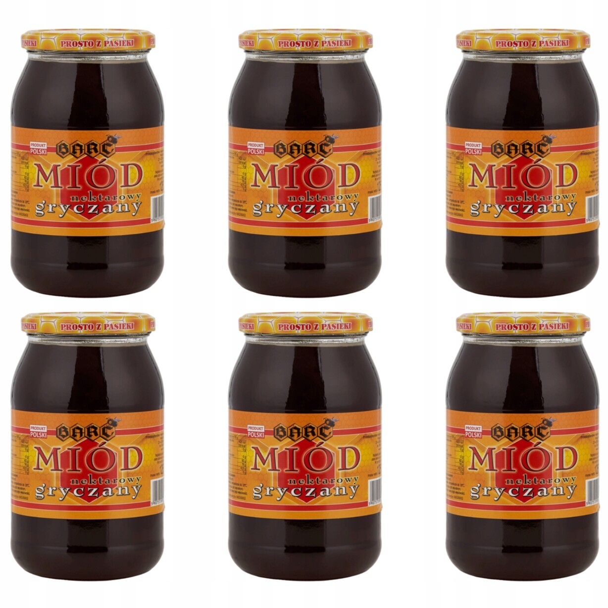 Sada 6× Pohankový med 1250 g – přírodní polský nektarový med