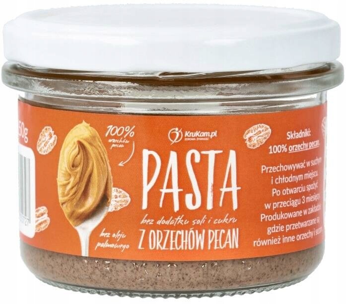 2x Pasta z ořechů pecan přírodní arašídové máslo bez cukru 150 g Keto