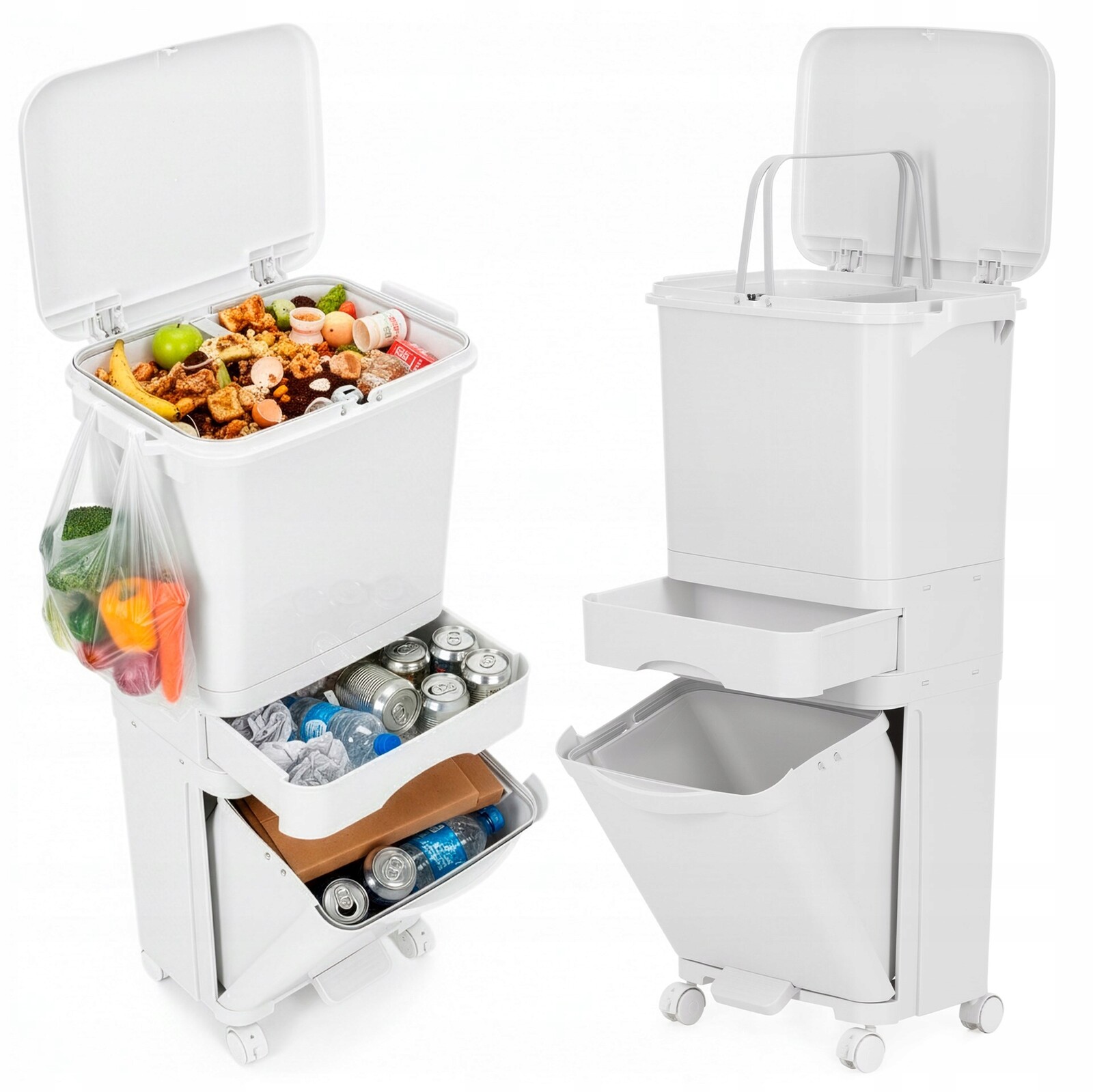 Odpadkový Koš Odpadky Na Třídění Odpadu Nádoba Na Odpadky 3 Komory 42 L