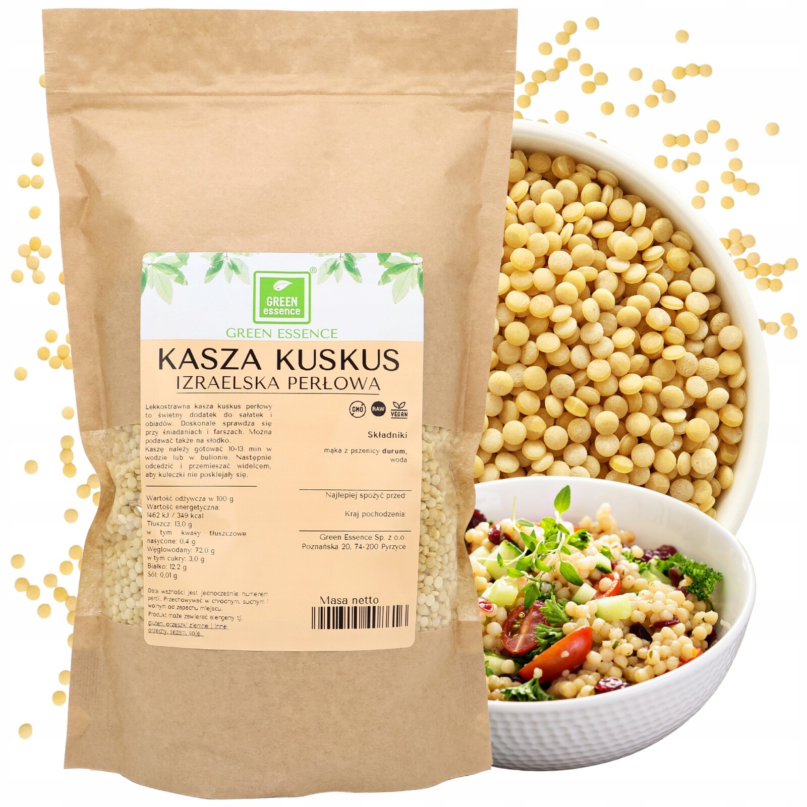 3x Green Essence Kaše kuskus perleťová 1 kg místo těstovin hrubý kuksus