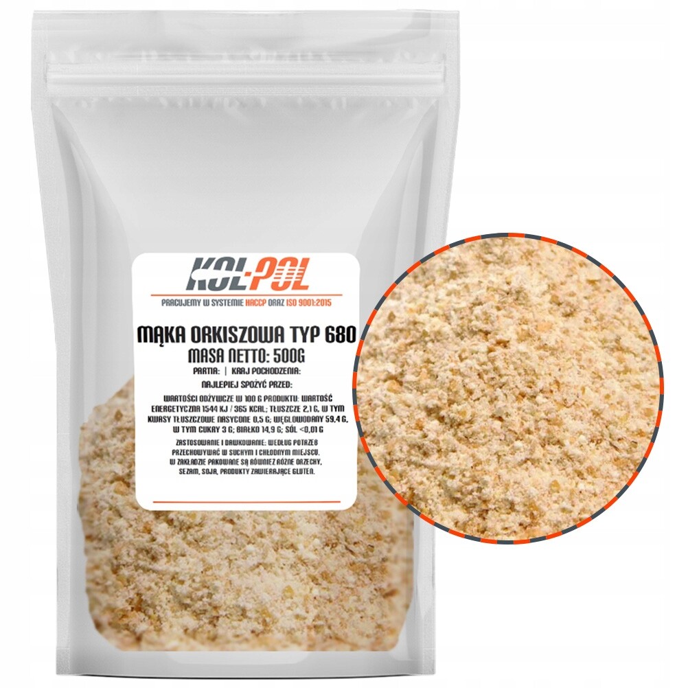 6X Špaldová Mouka Typ 680 500g Jasná bílá přírodní, svěží kvalita Kol-Pol