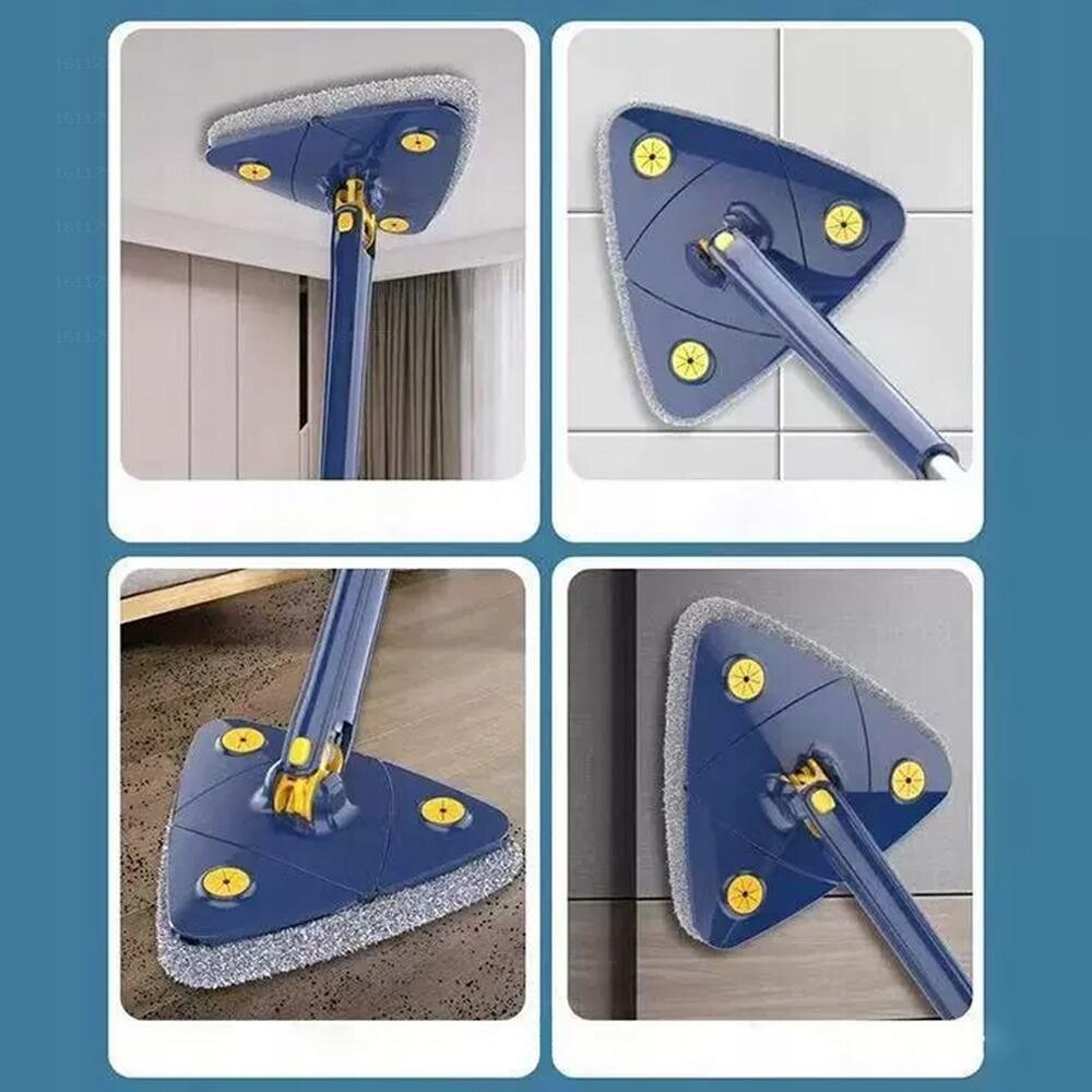 Nastavitelný trojúhelníkový mop s otočnou 360° hlavou pro efektivní čištění