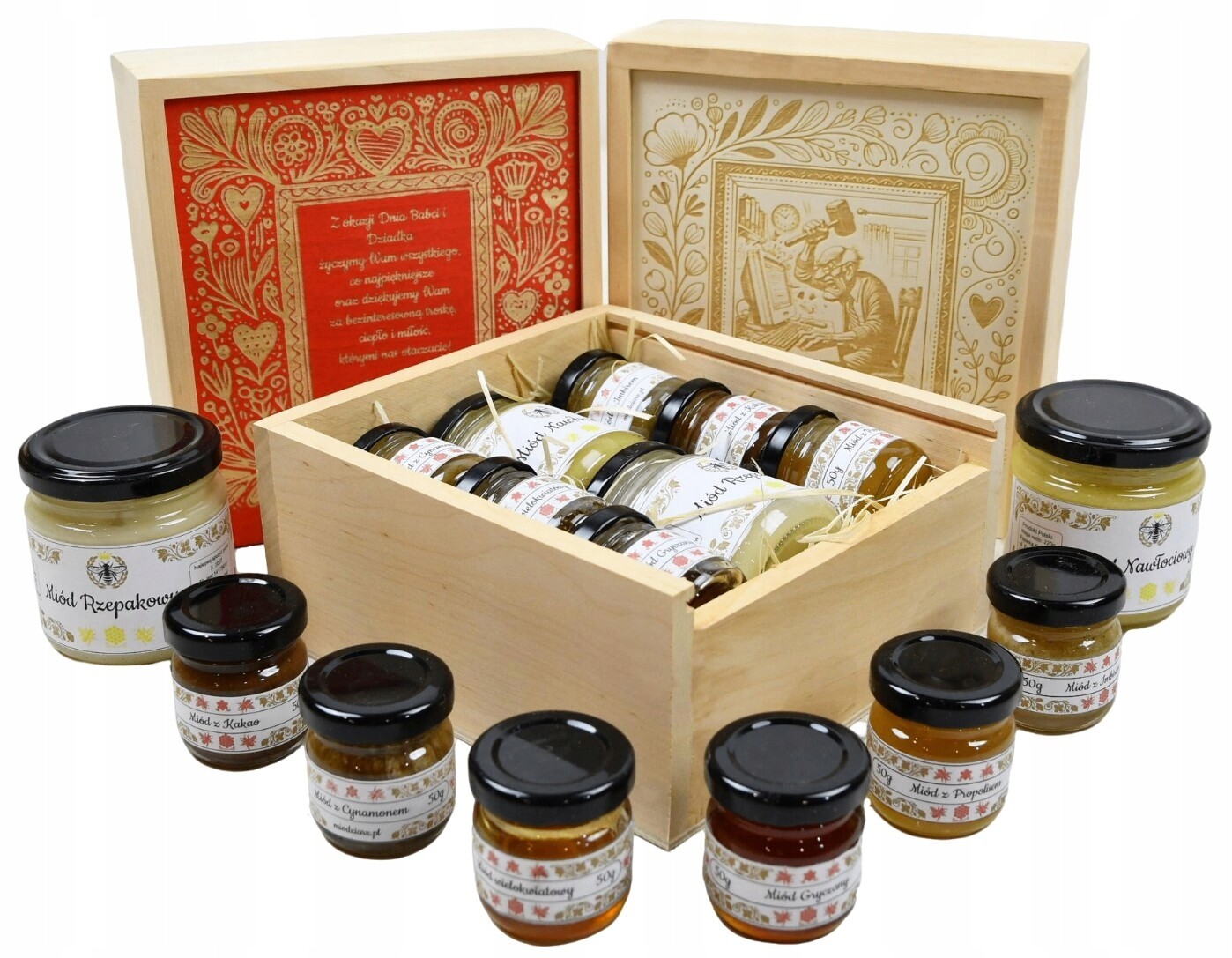 Sada medu dárek pro babičku a dědečka dárek Den babičky a dědečka medu