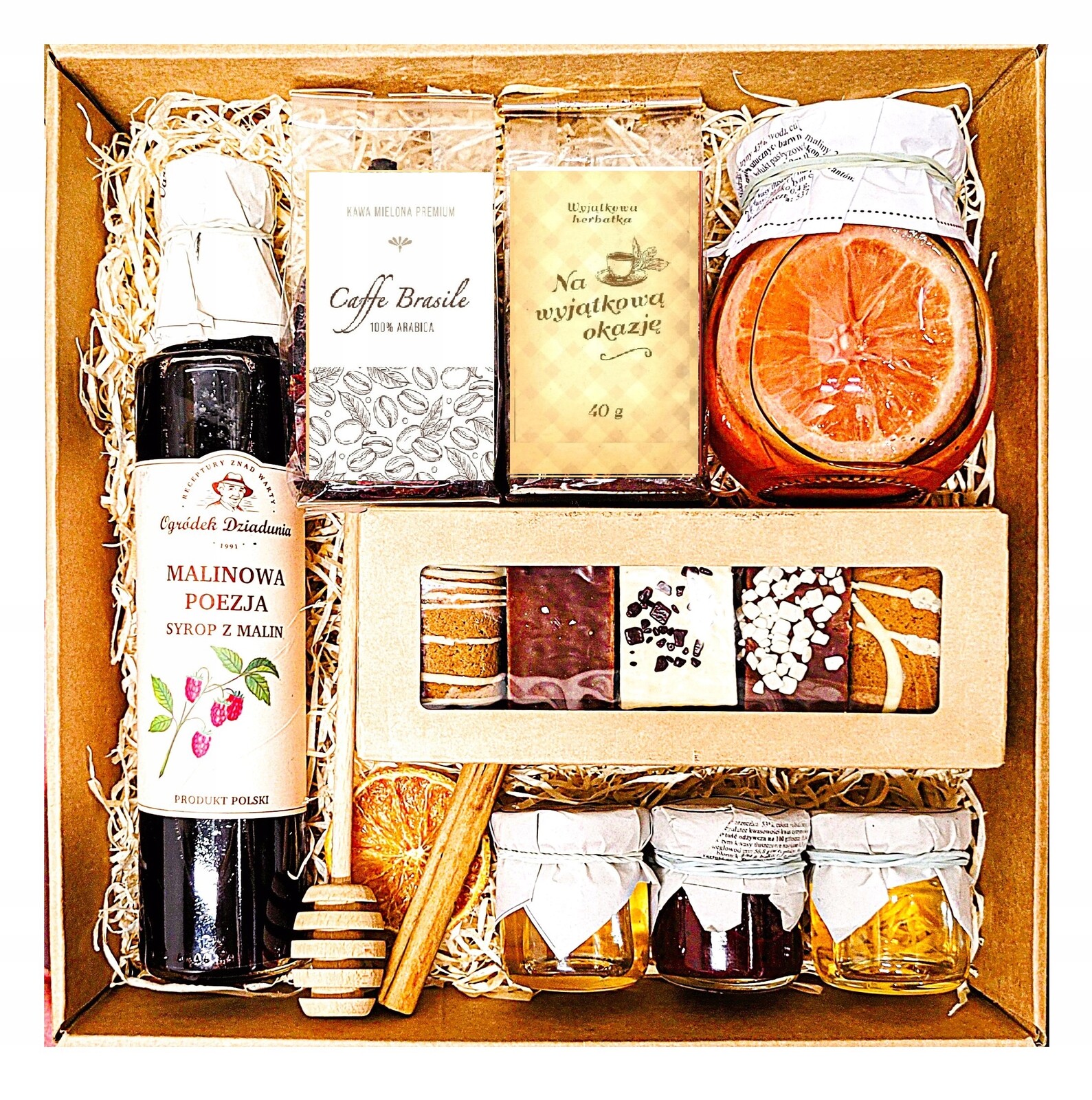 Koš Dárková Krabička Dárek Dárkové Balení Čaje Káva Malinový Sirup Perníky