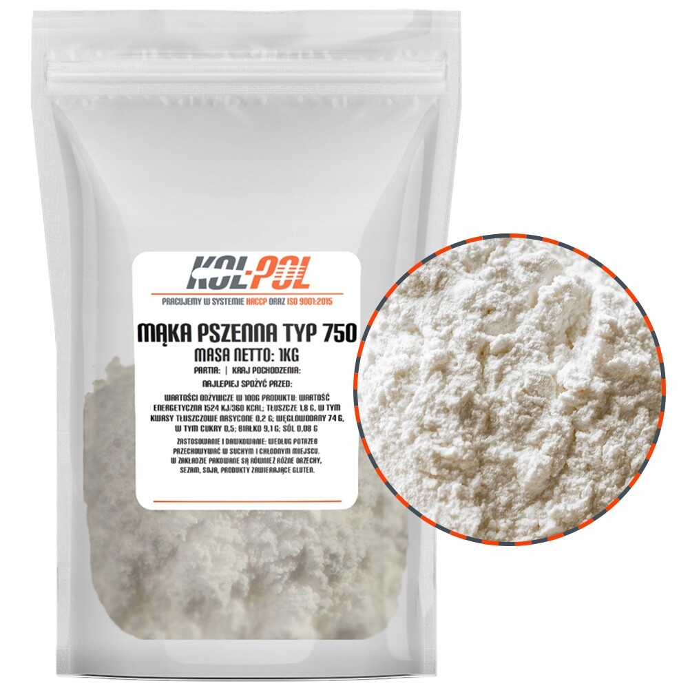 7X Chlebová Pšeničná Mouka Typ 750 1kg Na pečení chleba přírodní kvalita Kol