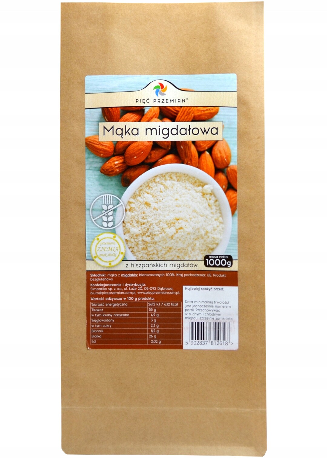 Mandlová mouka bezlepková 1000 g Pięć Przemian