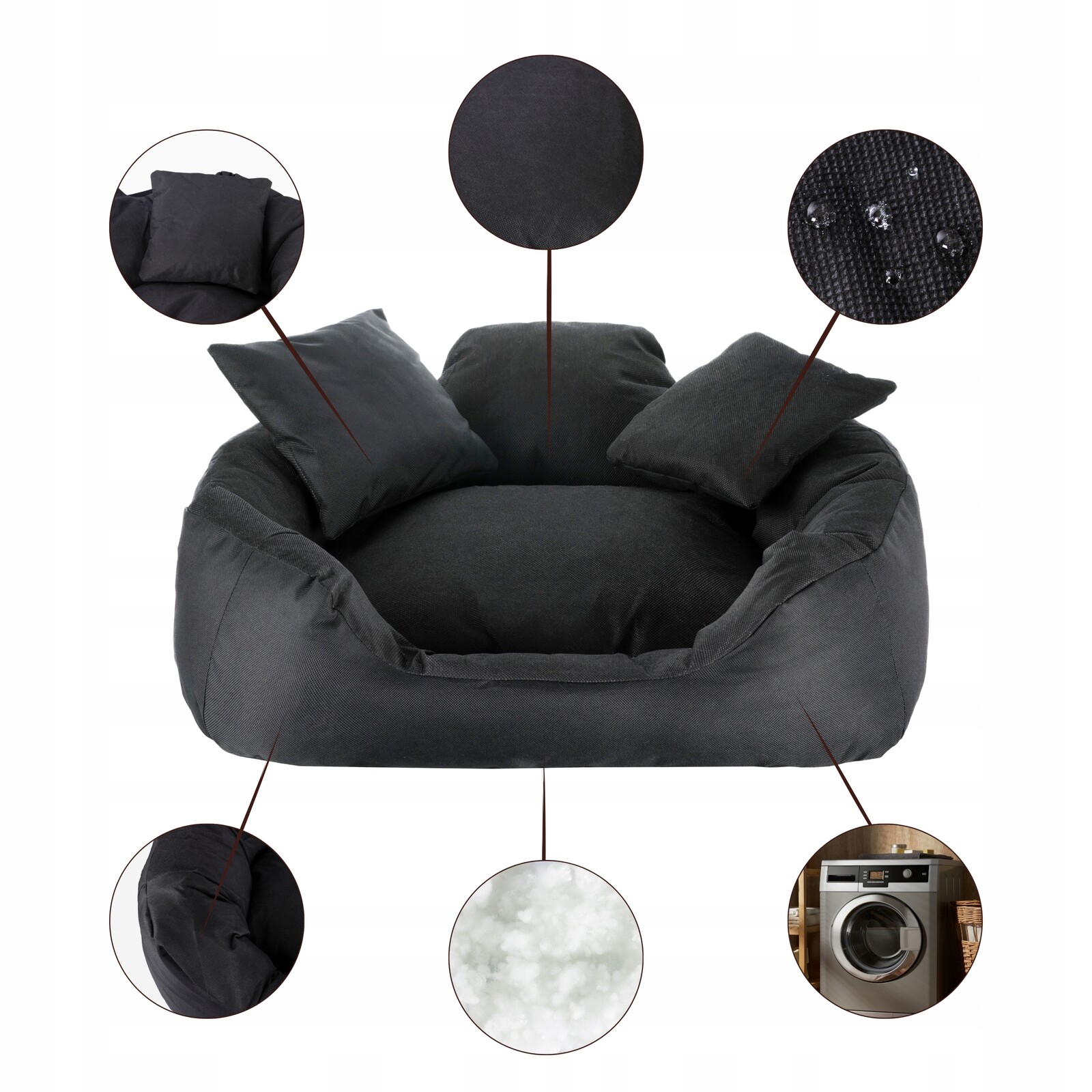 Pelíšek pro psa kočku Potah Pohovka Kotec Voděodolná 100 x 75 cm Černá