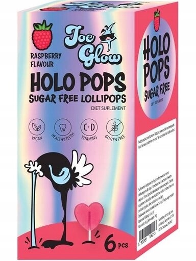 9 x Holopops lízátko bez cukru s malinovou příchutí a vitamínem C a D (6 Ks) 36 g