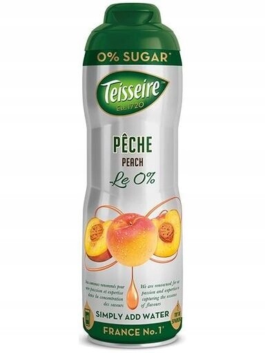 2x Teisseire Peach Broskvový sirup bez cukru koncentrát lahev na pití 600 ml