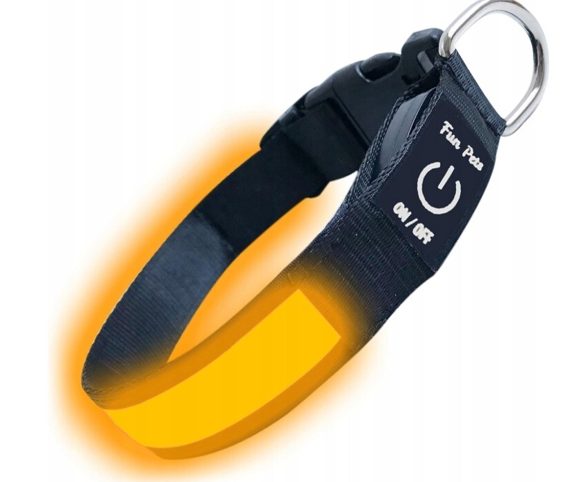 Fun Pets Led obojek pro psa Usb – Svítící Bezpečný Oranžový 30–40 cm
