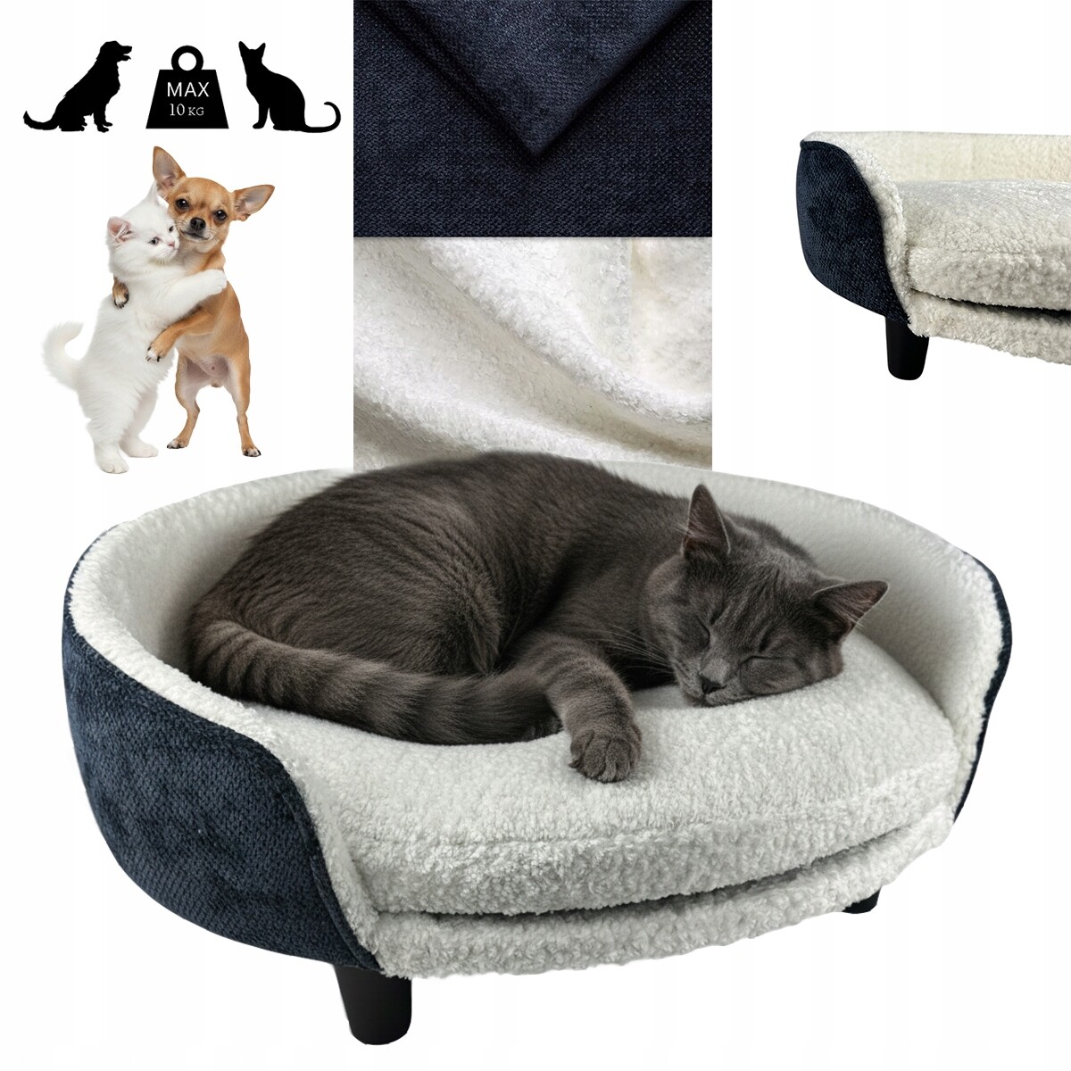 Pelíšek pro psa a kočku, pohovka kotec pro zvířata, pohodlné lehátko XL 55x65