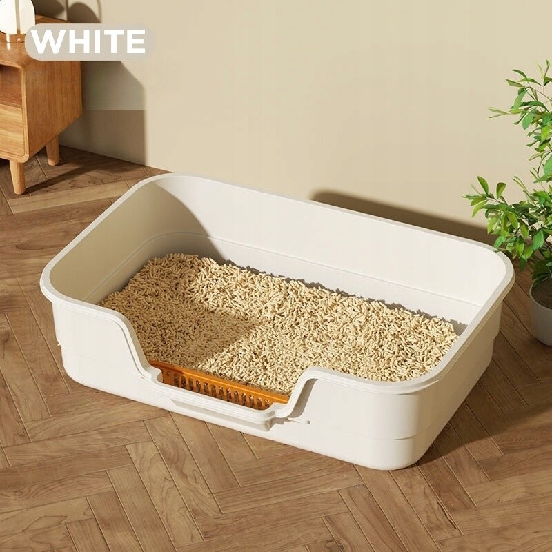 Otevřená kočičí toaleta Aidog s mřížkou proti rozsypání 60×40×15 cm lopatka