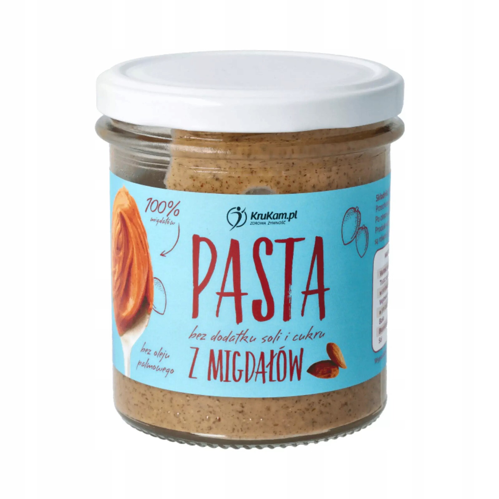 2x Krukam Mandlová pasta arašídové máslo bez cukru 300 g Keto