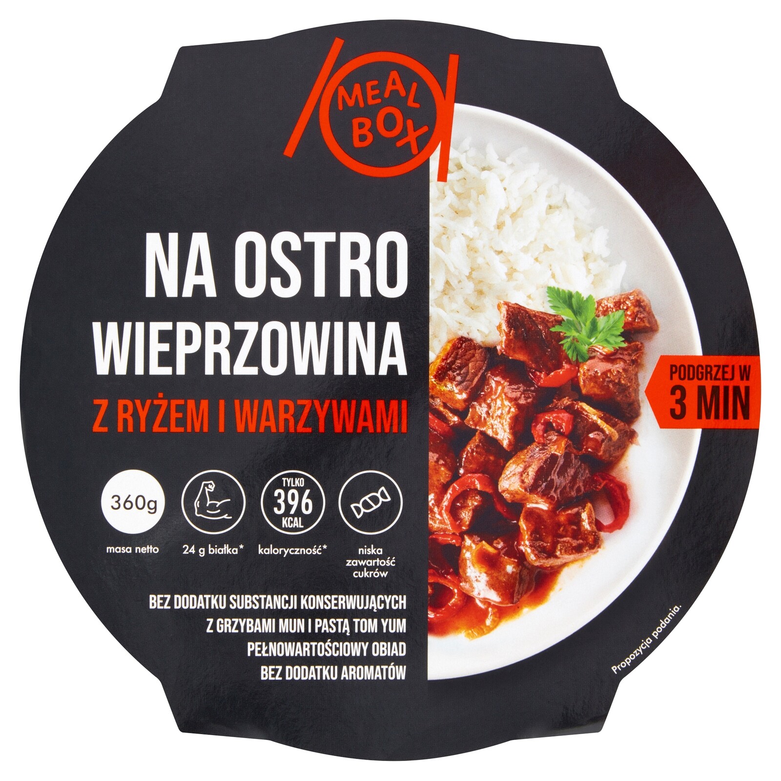 3x Meal Box Ostré vepřové maso s rýží a zeleninou 360 g