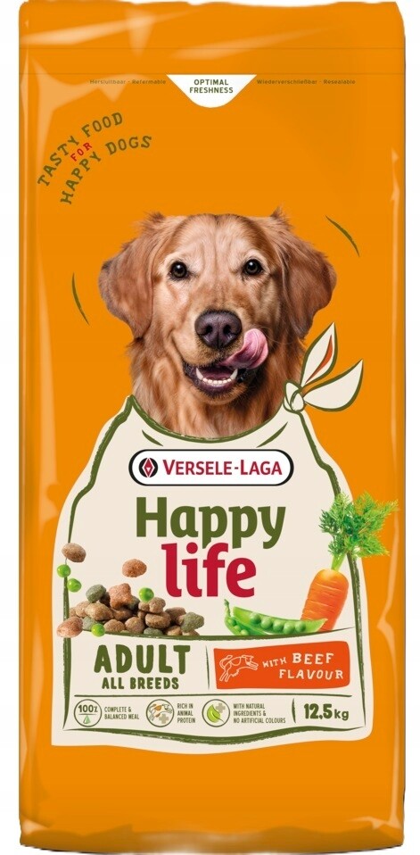 Versele-laga Happy Life Adult krmivo pro psy s hovězí příchutí 12.5 kg