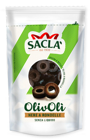 Černé olivy v plátcích Olivoli Nere Rondel 75 g Sacla