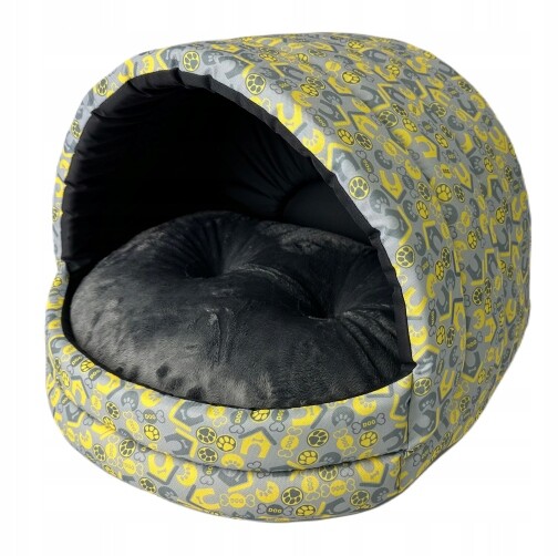 Budka pelíšek Šiška pro psa kočku Žlutý S Domečky 62x52 cm