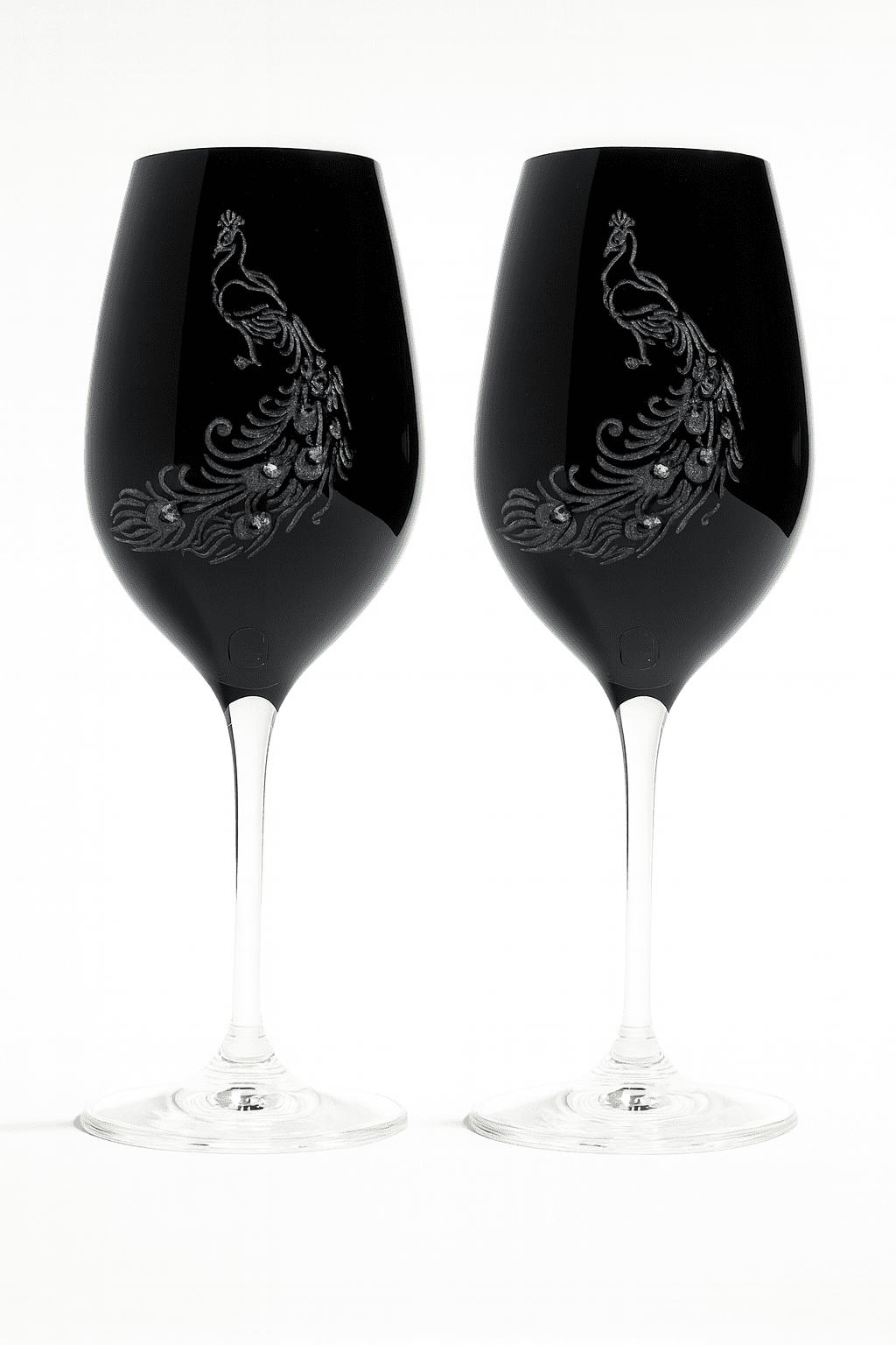 Sklenice Celebration 360 ml, 2 ks, s kamínkem, Páv