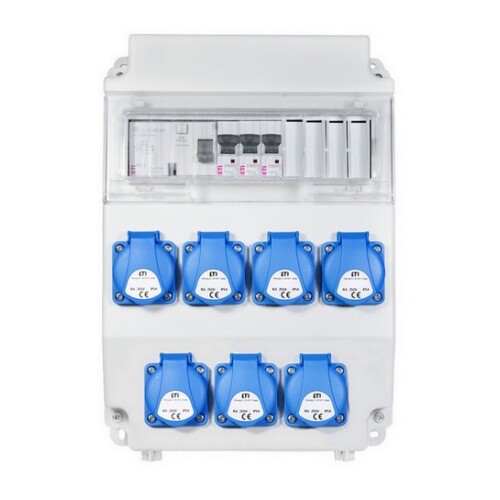 Zásuvková skříň ETI EDS11 RCD 7 C IP54 7x230V 001105253